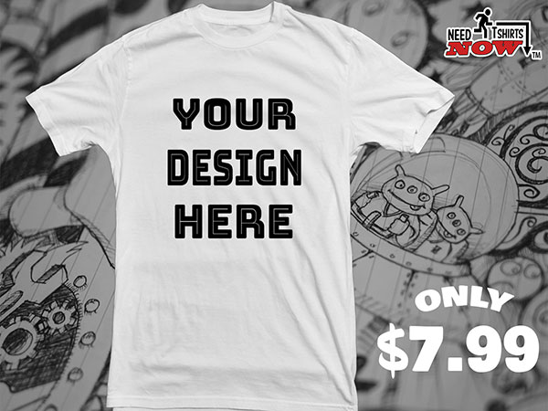 Custom t shirts starting at only $7.99 each. Design your shirts online. Rush order t-shirt printing available